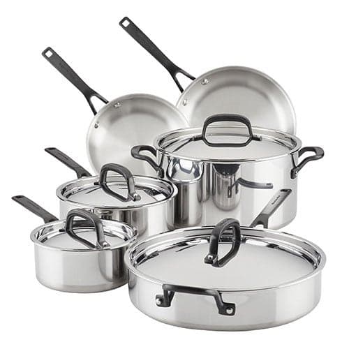 10pc Stainless Steel 5-Ply Clad Cookware Set
